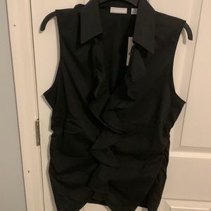 NY&C Black ruffle sleeveless top NWT